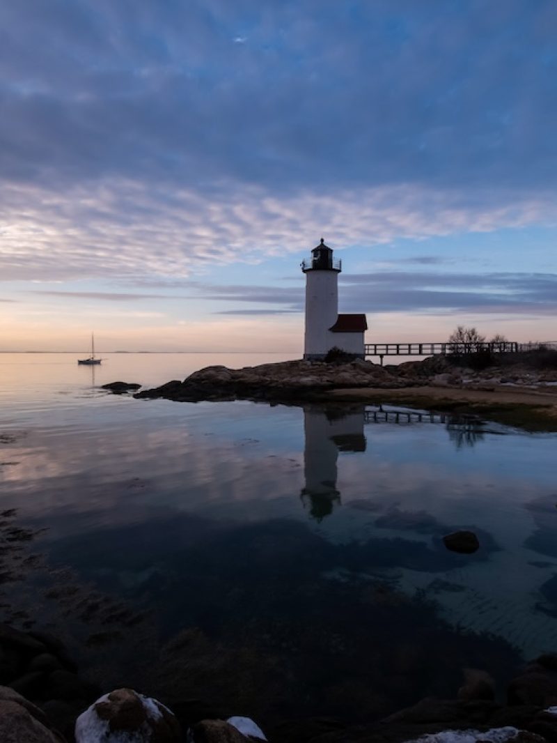 Annisquam Lighthouse at sunset - Gloucester, Massachusetts.