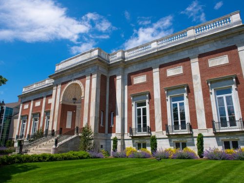 Beverly Public Library at 32 Essex Street in historic city center of Beverly, Massachusetts MA, USA.