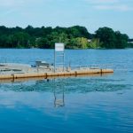 Floating pier on Morses lake Wellesley MA USA