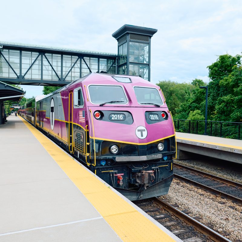 Commuter Rail Train at a station