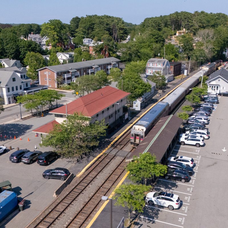 Commuter Rail train departing the Manchester-by-the-Sea Station