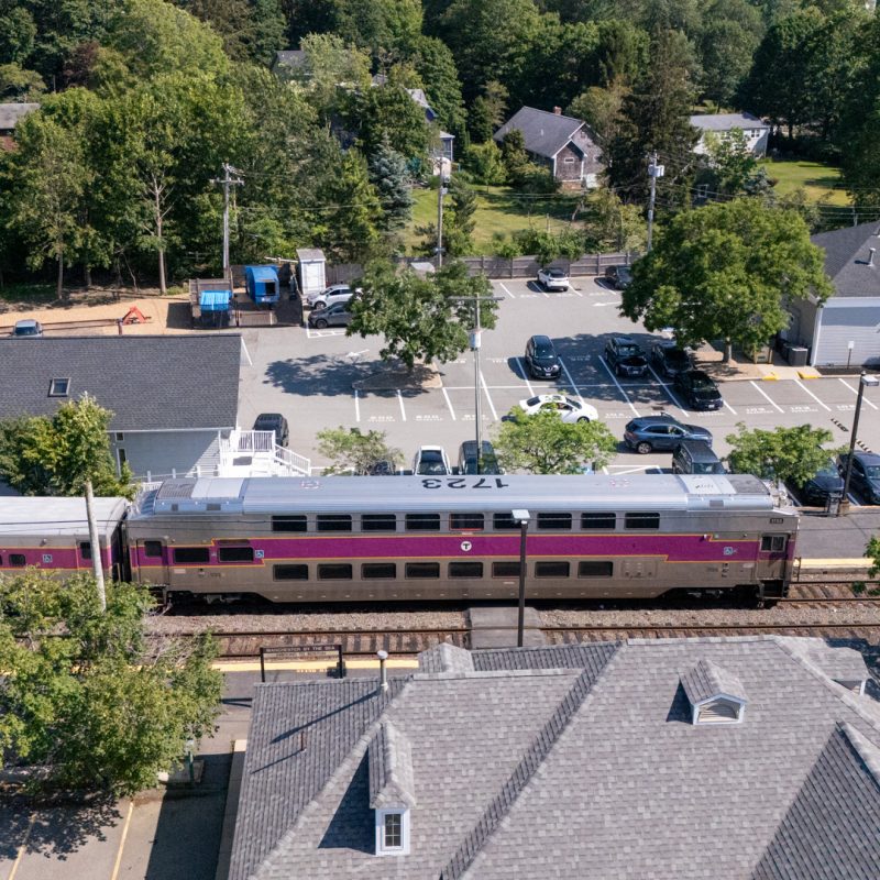 Commuter Rail train departing the Manchester-by-the-Sea Station
