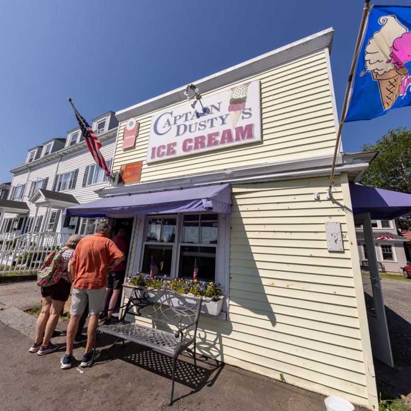 Captain Dusty's Ice Cream stand in Manchester-by-the-Sea, MA near the Manchester Commuter Rail Station