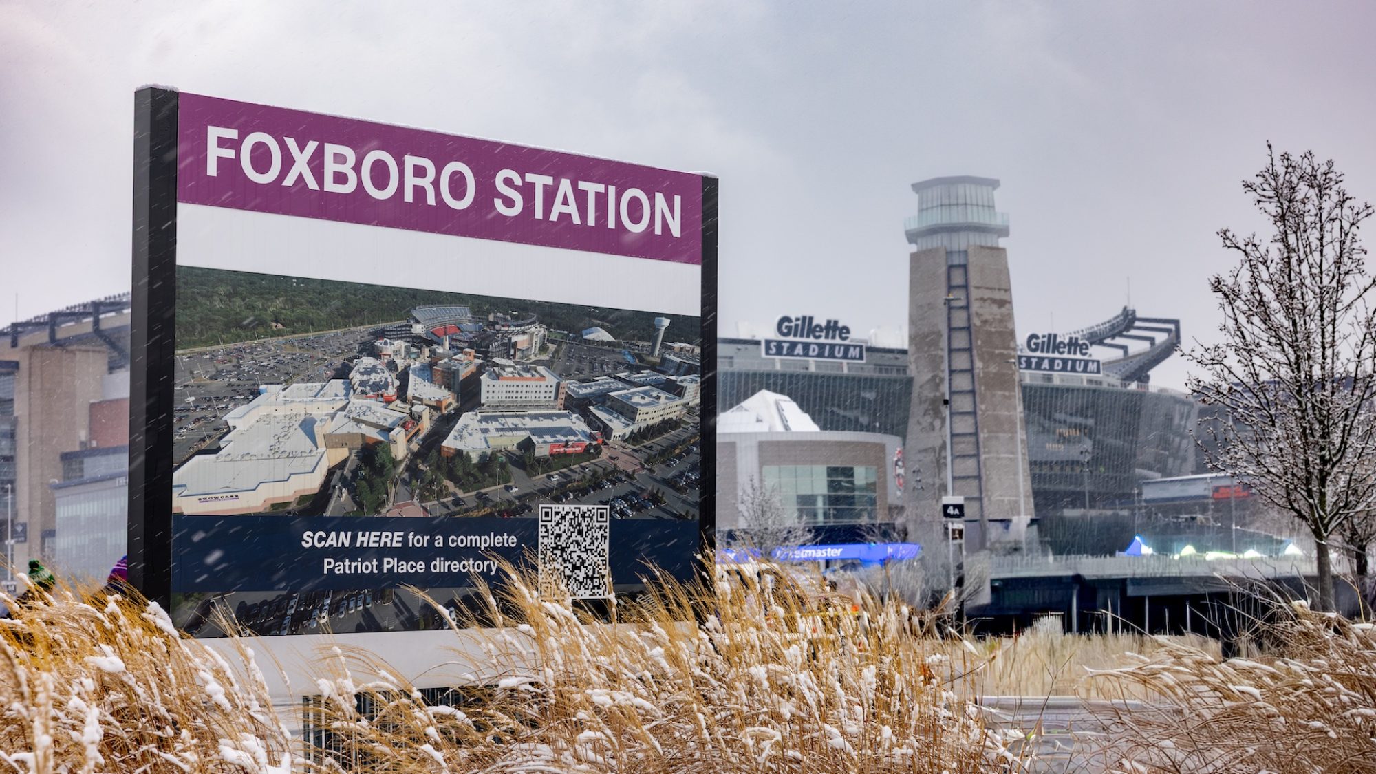 Sign reads Foxboro Station