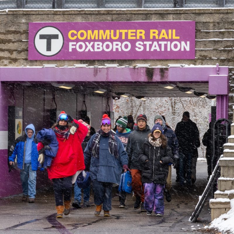 Foxboro Commuter Rail Station underpass walkway to Gillette Stadium